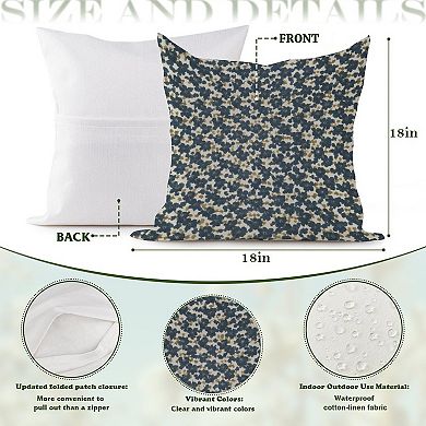 Outdoor Decorative Throw Pillow Cover, 18", 1 Pack, Mughal Floral Blue Navy Blue