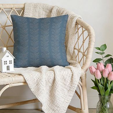 Outdoor Decorative Throw Pillow, 18" Pillow Cover Singular, Thibaut Blue Leaves Stripes