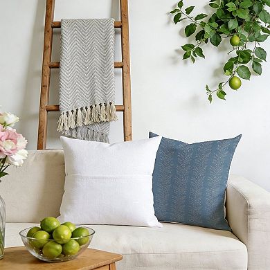 Outdoor Decorative Throw Pillow, 18" Pillow Cover Singular, Thibaut Blue Leaves Stripes