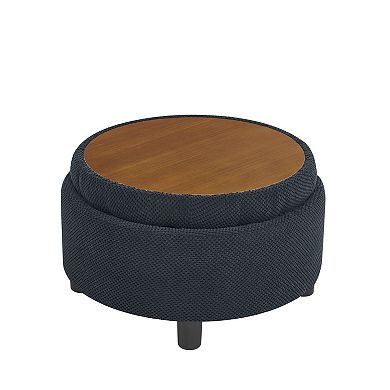 25" Storage Ottoman with Removable Tray Top