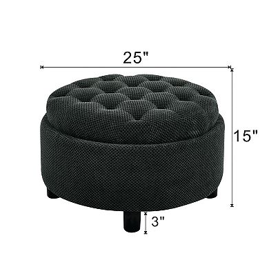 25" Storage Ottoman with Removable Tray Top