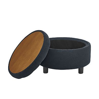 25" Storage Ottoman with Removable Tray Top