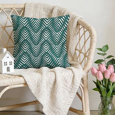 Decorative Throw Pillow, 18" Pillow Cover Singular, Waterproof Teal Blue Wave