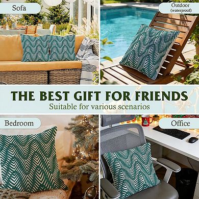 Decorative Throw Pillow, 18" Pillow Cover Singular, Waterproof Teal Blue Wave