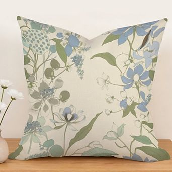 Decorative Throw Pillow, 18" Pillow Cover Singular, Chinoiserie Coastal Thibaut Floral