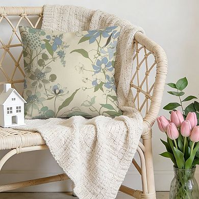 Decorative Throw Pillow, 18" Pillow Cover Singular, Chinoiserie Coastal Thibaut Floral