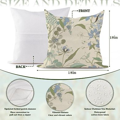 Decorative Throw Pillow, 18" Pillow Cover Singular, Chinoiserie Coastal Thibaut Floral