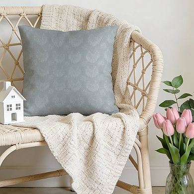 Outdoor Decorative Throw Pillow Cover, 18", 1 Pack, Geometric Damask Soft Blue Thibaut