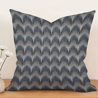 Decorative Throw Pillow, 18" Pillow Cover Singular, Nautical Blue Ikat