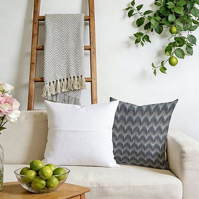 Decorative Throw Pillow, 18" Pillow Cover Singular, Nautical Blue Ikat