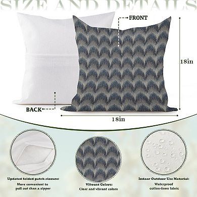 Decorative Throw Pillow, 18" Pillow Cover Singular, Nautical Blue Ikat