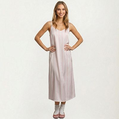 sleep dress midi Maddie Silk Midi Nightdress In Ivory