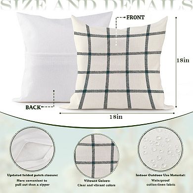 Outdoor Decorative Throw Pillow, 18" Pillow Cover Singular, Mid Century Buffalo Plaid