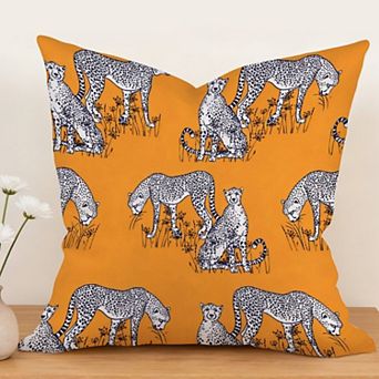 Yellow Leopard Decorative Throw Pillow, 18" Pillow Cover Singular