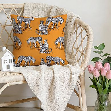 Yellow Leopard Decorative Throw Pillow, 18" Pillow Cover Singular