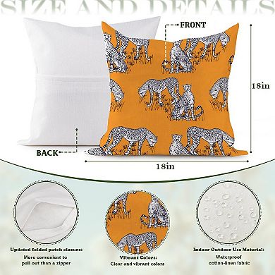 Yellow Leopard Decorative Throw Pillow, 18" Pillow Cover Singular