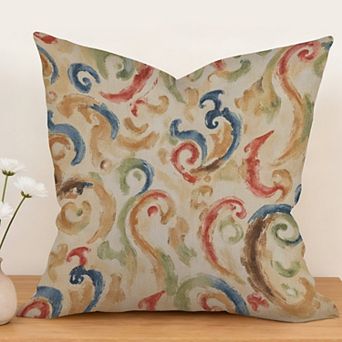 Outdoor Decorative Throw Pillow Cover, 18", 1 Pack, Rainbow Ikat