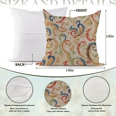 Outdoor Decorative Throw Pillow Cover, 18", 1 Pack, Rainbow Ikat