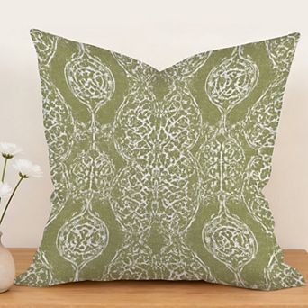 Indian Floral in Sage Green Decorative Throw Pillow, 18" Pillow Cover Singular