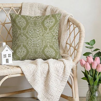 Indian Floral in Sage Green Decorative Throw Pillow, 18" Pillow Cover Singular