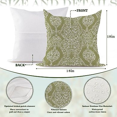 Indian Floral in Sage Green Decorative Throw Pillow, 18" Pillow Cover Singular
