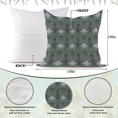 Geometric Ikat Forest Floral Decorative Throw Pillow, 18" Pillow Cover Singular