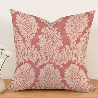 Coral Pink Floral Ikat Decorative Throw Pillow, 18" Pillow Cover Singular