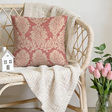 Coral Pink Floral Ikat Decorative Throw Pillow, 18" Pillow Cover Singular