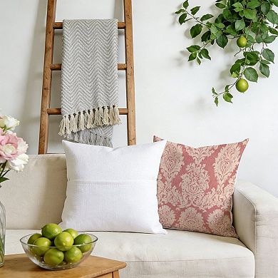 Coral Pink Floral Ikat Decorative Throw Pillow, 18" Pillow Cover Singular