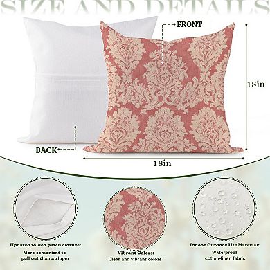 Coral Pink Floral Ikat Decorative Throw Pillow, 18" Pillow Cover Singular