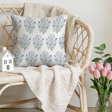 Decorative Throw Pillow, 18" Pillow Cover Singular, Mughal Flower in Monsoon