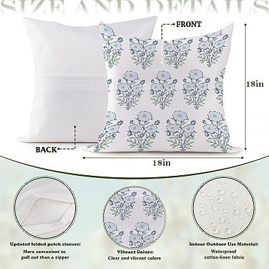 Decorative Throw Pillow, 18" Pillow Cover Singular, Mughal Flower in Monsoon