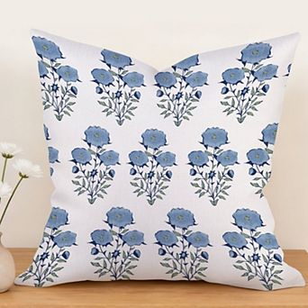 Decorative Throw Pillow, 18" Pillow Cover Singular, Mughal Flower in Monsoon