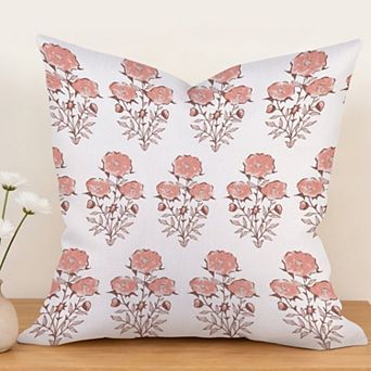 Decorative Throw Pillow, 18" Pillow Cover Singular, Mughal Flower in Monsoon