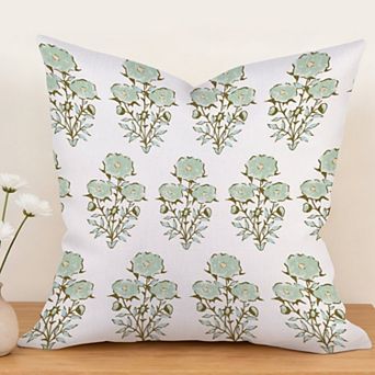 Decorative Throw Pillow, 18" Pillow Cover Singular, Mughal Flower in Monsoon