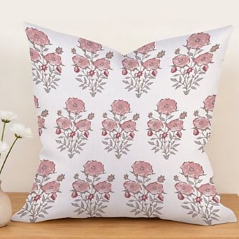 Decorative Throw Pillow, 18" Pillow Cover Singular, Mughal Flower in Monsoon