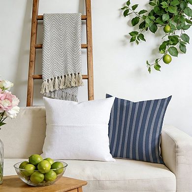 Outdoor Decorative Throw Pillow, 18" Pillow Cover Singular, Blue And Grey Stripes