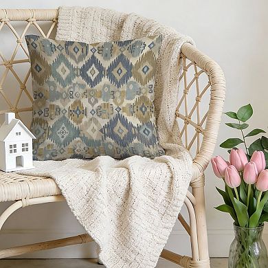 Decorative Throw Pillow, 18" Pillow Cover Singular, Thibaut Boho Ikat in Navy Blue