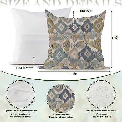 Decorative Throw Pillow, 18" Pillow Cover Singular, Thibaut Boho Ikat in Navy Blue