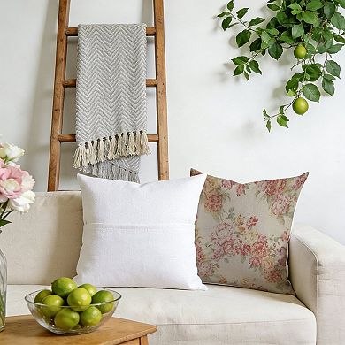 Outdoor Decorative Throw Pillow, 18" Pillow Cover Singular, Chinoiserie Floral in Pink