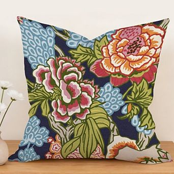 Outdoor Decorative Throw Pillow Cover, 18", 1 Pack, Chinoiserie Floral