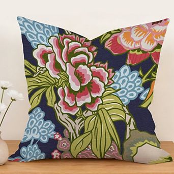 Outdoor Decorative Throw Pillow Cover, 18", 1 Pack, Chinoiserie Floral