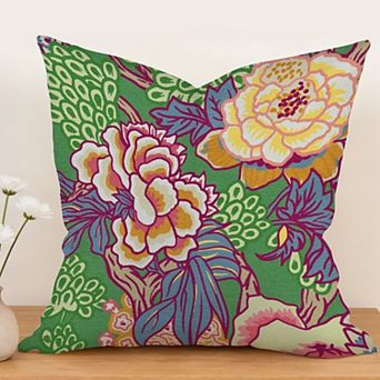 Outdoor Decorative Throw Pillow Cover, 18", 1 Pack, Chinoiserie Floral