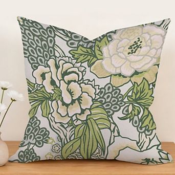Outdoor Decorative Throw Pillow Cover, 18", 1 Pack, Chinoiserie Floral