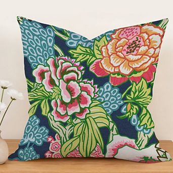 Outdoor Decorative Throw Pillow Cover, 18", 1 Pack, Chinoiserie Floral