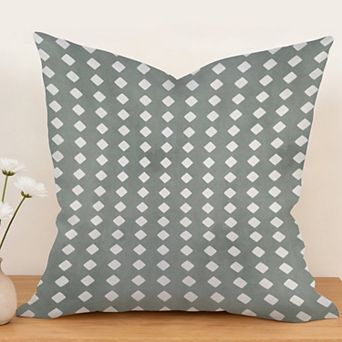 Indian Block Gray Green Decorative Throw Pillow, 18" Pillow Cover Singular