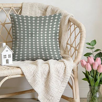 Indian Block Gray Green Decorative Throw Pillow, 18" Pillow Cover Singular