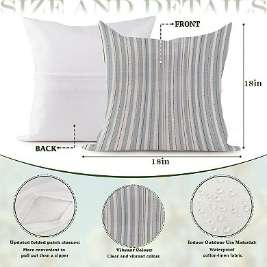 Blue And White Classic Stripe Decorative Throw Pillow, 18" Pillow Cover Singular