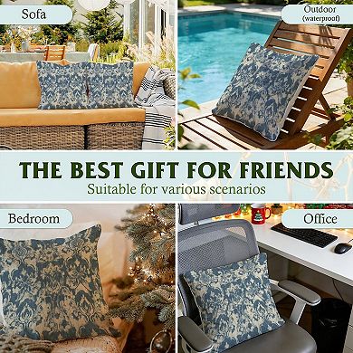 Thibaut Ikat Floral Blue Decorative Throw Pillow, 18" Pillow Cover Singular