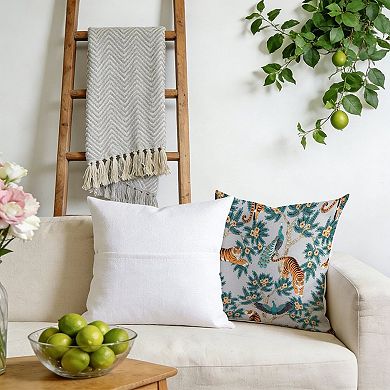 Outdoor Decorative Throw Pillow Cover, 18", 1 Pack, Gray Blue Tiger And Peacock